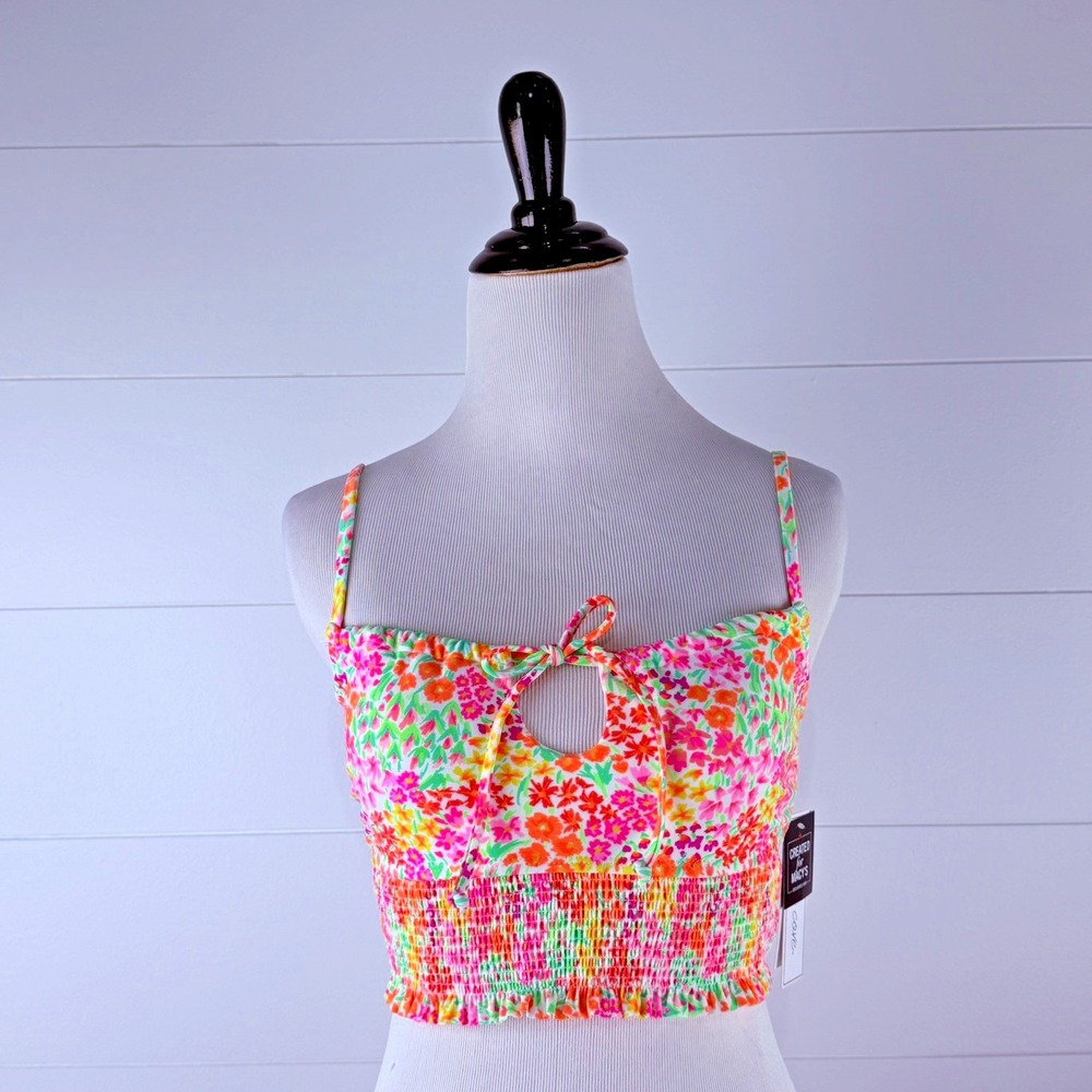 New Salt Cove Bikini Swimsuit Crop Top Women S Pink White Dainty Floral Print